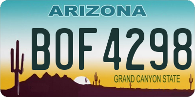 AZ license plate BOF4298