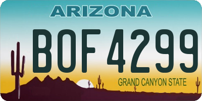 AZ license plate BOF4299
