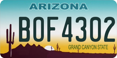AZ license plate BOF4302