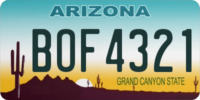 AZ license plate BOF4321