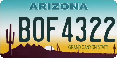 AZ license plate BOF4322