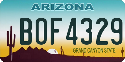 AZ license plate BOF4329