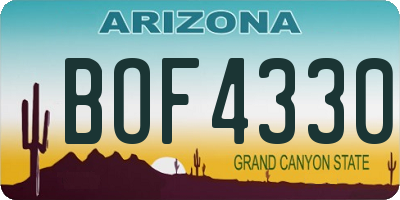 AZ license plate BOF4330
