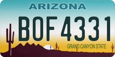 AZ license plate BOF4331