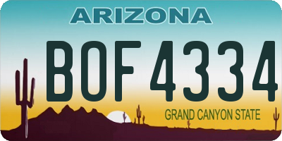 AZ license plate BOF4334