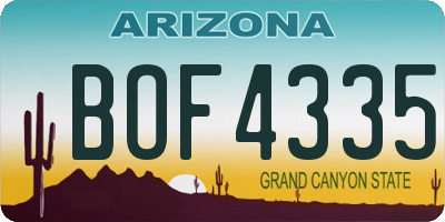 AZ license plate BOF4335