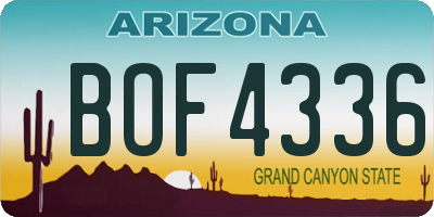 AZ license plate BOF4336