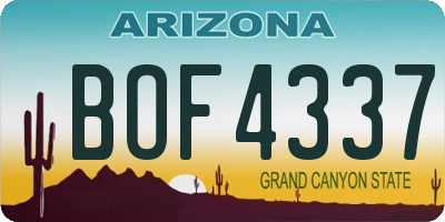 AZ license plate BOF4337