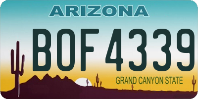 AZ license plate BOF4339