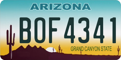 AZ license plate BOF4341
