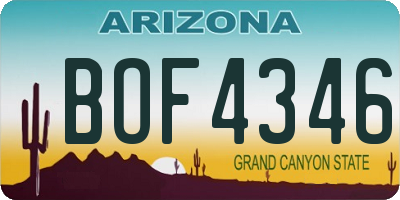 AZ license plate BOF4346