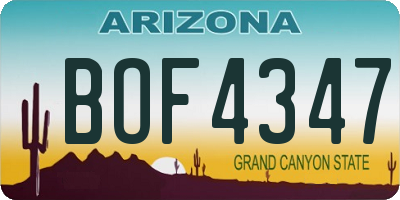 AZ license plate BOF4347