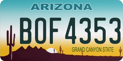 AZ license plate BOF4353
