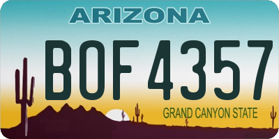 AZ license plate BOF4357