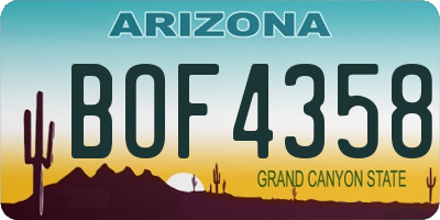 AZ license plate BOF4358