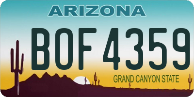 AZ license plate BOF4359