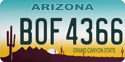 AZ license plate BOF4366