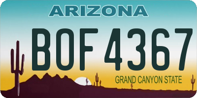 AZ license plate BOF4367