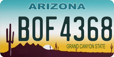 AZ license plate BOF4368