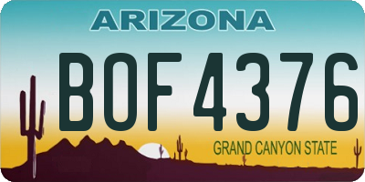 AZ license plate BOF4376