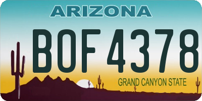 AZ license plate BOF4378