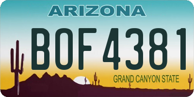 AZ license plate BOF4381