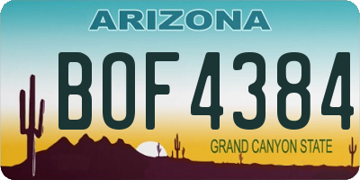 AZ license plate BOF4384