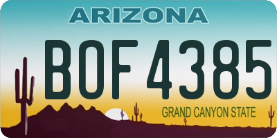 AZ license plate BOF4385
