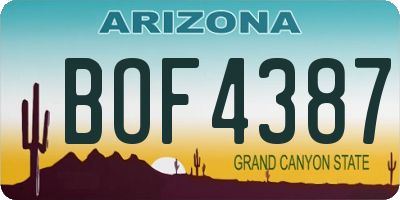 AZ license plate BOF4387