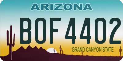 AZ license plate BOF4402