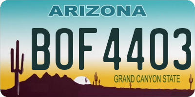 AZ license plate BOF4403