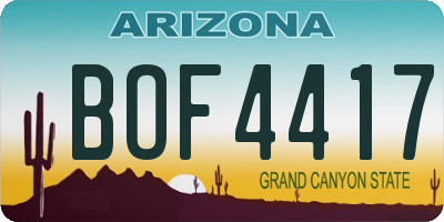 AZ license plate BOF4417