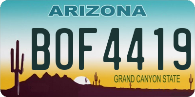 AZ license plate BOF4419