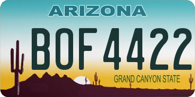 AZ license plate BOF4422