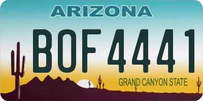 AZ license plate BOF4441