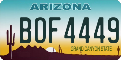 AZ license plate BOF4449