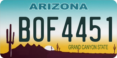 AZ license plate BOF4451