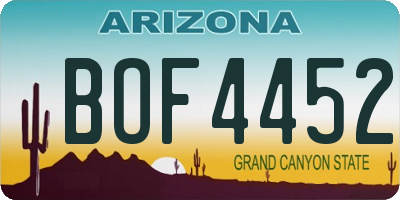 AZ license plate BOF4452