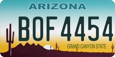 AZ license plate BOF4454