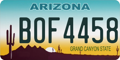 AZ license plate BOF4458