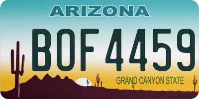 AZ license plate BOF4459