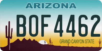 AZ license plate BOF4462