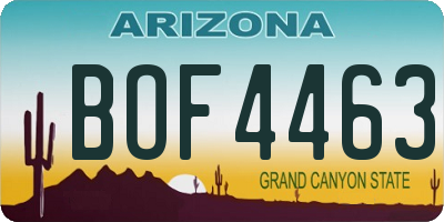AZ license plate BOF4463