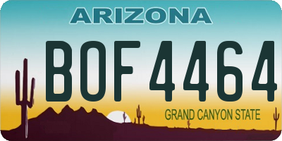 AZ license plate BOF4464
