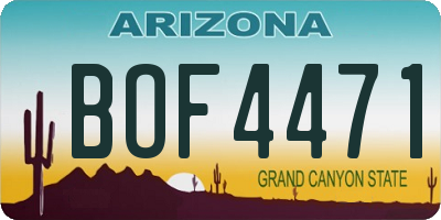 AZ license plate BOF4471