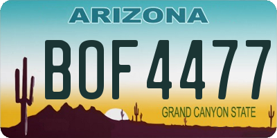 AZ license plate BOF4477