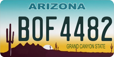 AZ license plate BOF4482