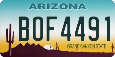 AZ license plate BOF4491