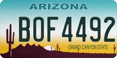 AZ license plate BOF4492