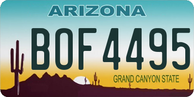 AZ license plate BOF4495